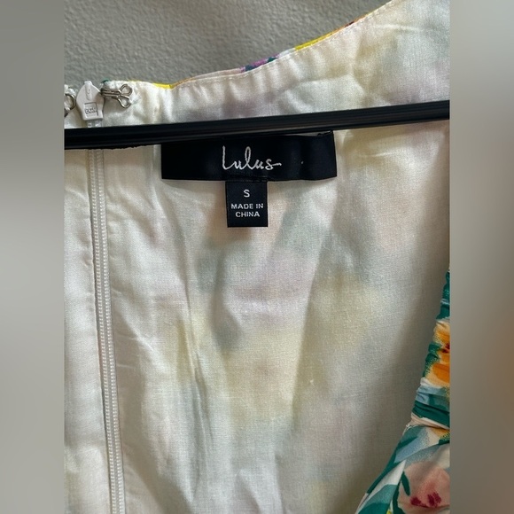 Lulus Attract Attention Multi Floral Puff Sleeve Tie-Front Mini Dress Women’s S - Picture 7 of 13